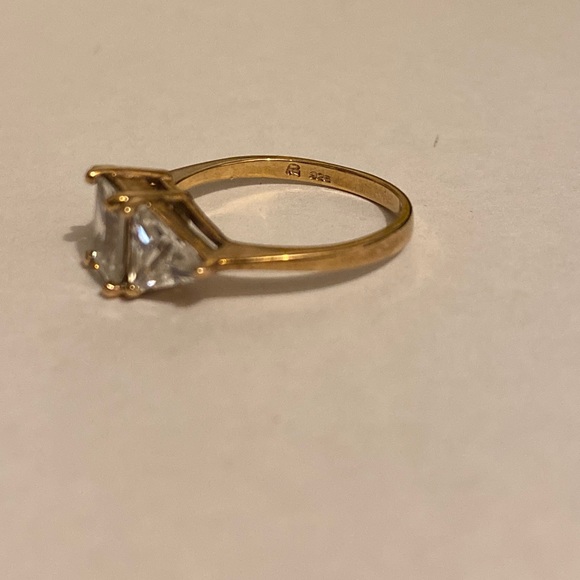 Vintage 3 Stone CZ Gold over Sterling Ring - Picture 7 of 11